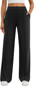 Soft Comfortable Slacks. High Waist. Pull On Trousers. 2 Pockets. Crease Line.