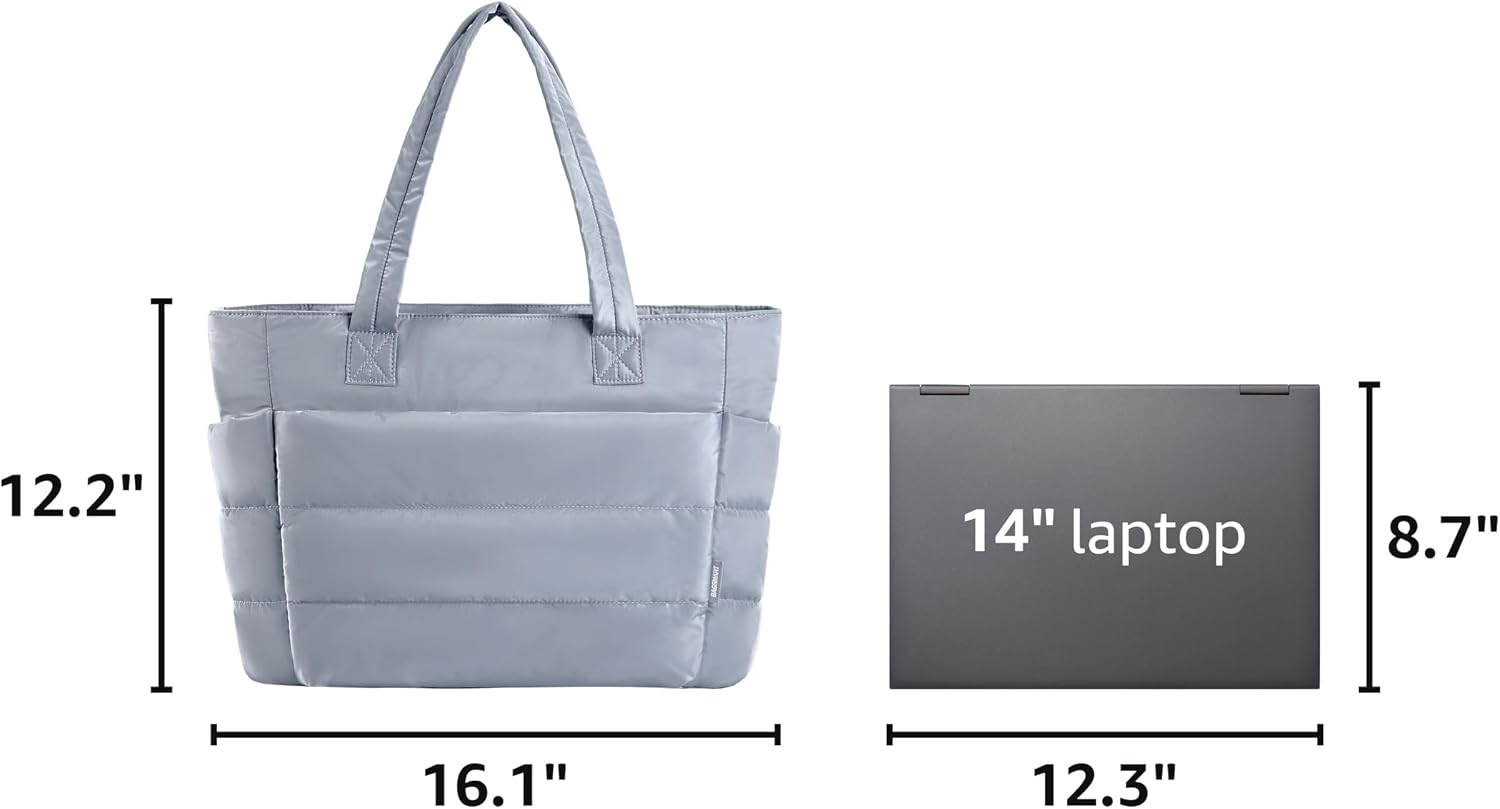 Women. Lightweight Puffy Tote Bag with Compartments Shoulder Bag Handbag for Travel. Work.