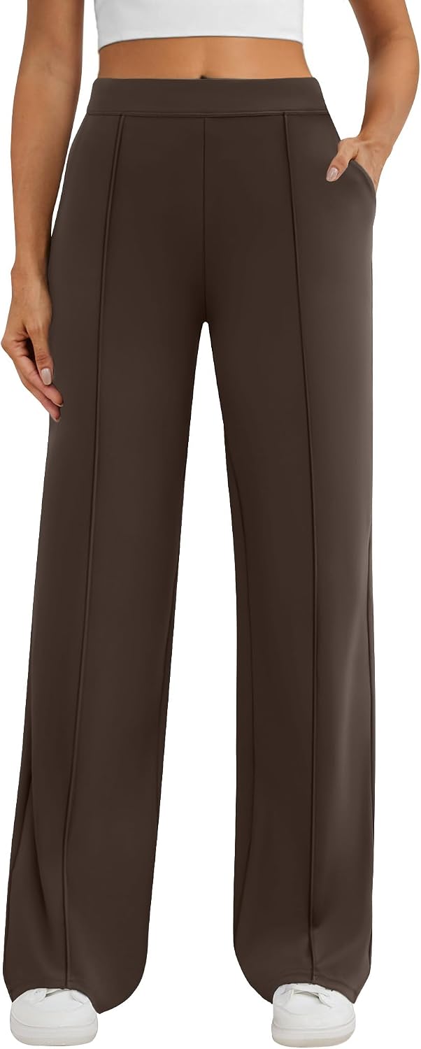 Soft Comfortable Slacks. High Waist. Pull On Trousers. 2 Pockets. Crease Line.