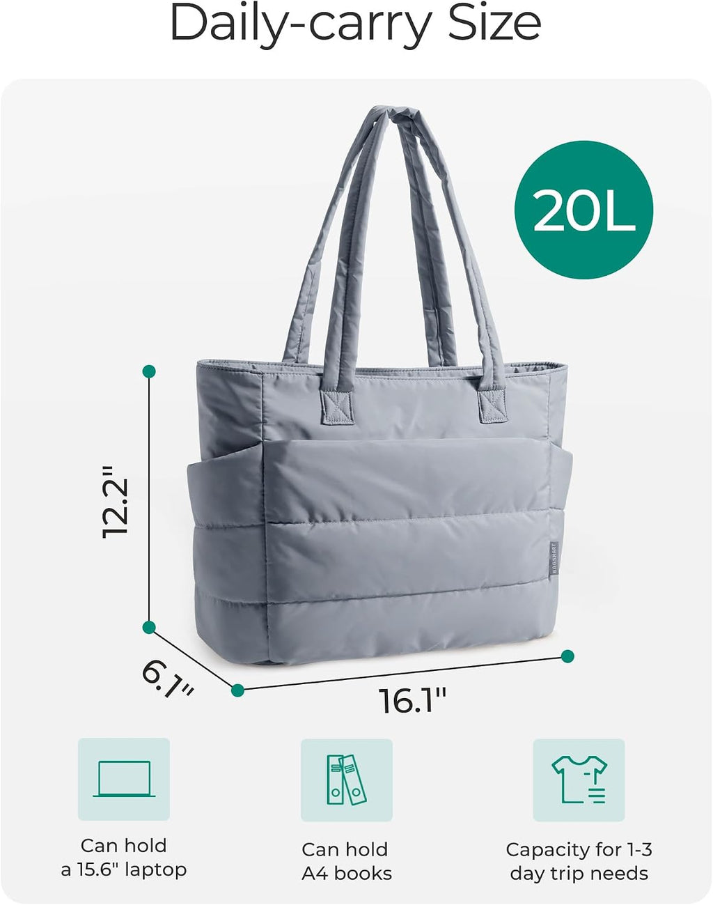 Women. Lightweight Puffy Tote Bag with Compartments Shoulder Bag Handbag for Travel. Work.