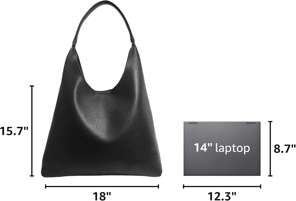 Women Soft Vegan Leather Shoulder Handbag Slouchy Tote Purses