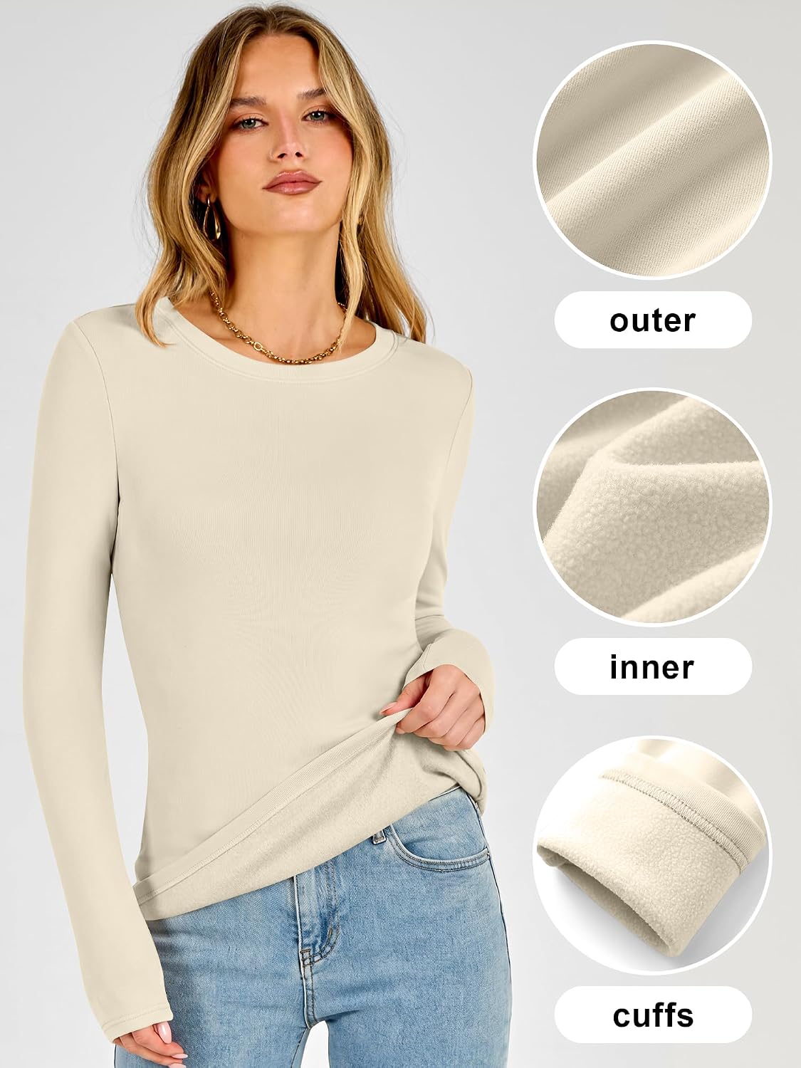 Crewneck Slim Fit Tshirts. Soft Comfy Cozy Base Tee. Casual Going Out Outfits. Warm Fall Winter Layer Clothing Undershirts