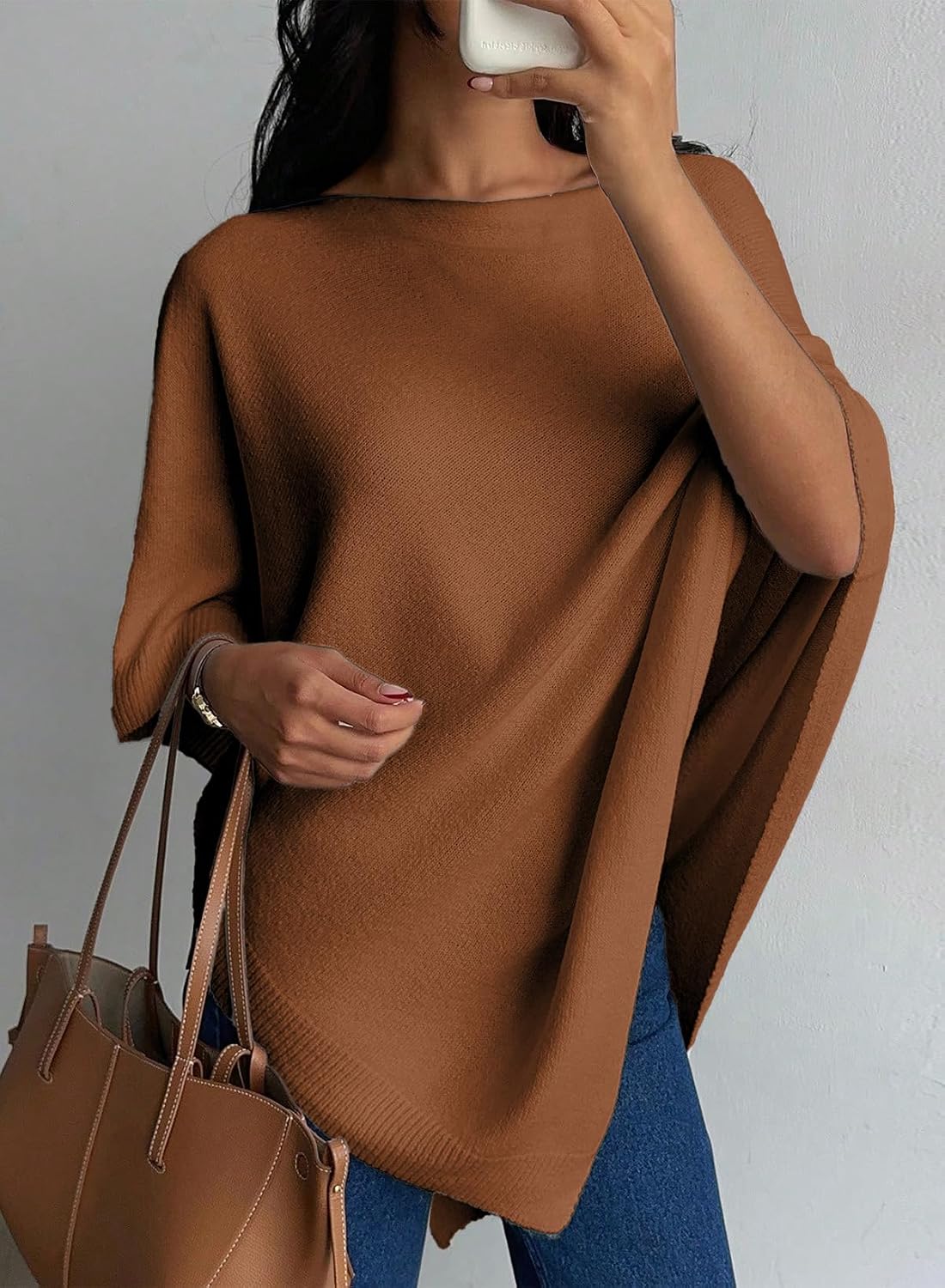 Women Lightweight Elegant Poncho Sweater Pullover Womens Fall Clothes.
