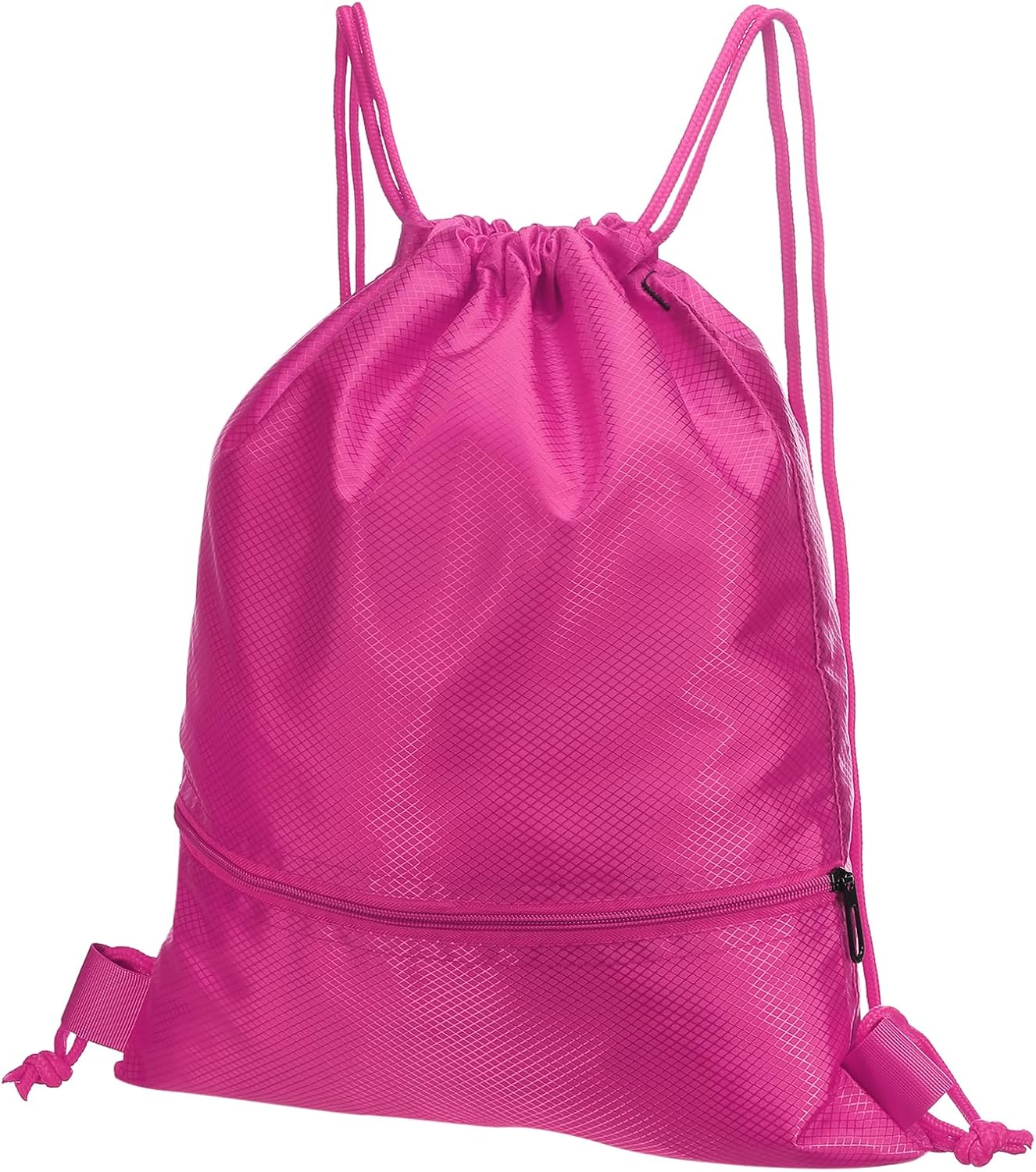 Drawstring Backpack Bag. Drawstring Gym Bags String Backpack with Zip Pocket for Women Men. Rose Red | Drawstring Bags