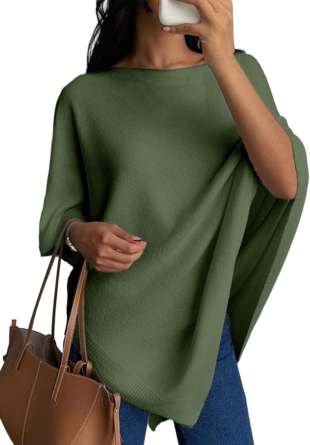 Women Lightweight Elegant Poncho Sweater Pullover Womens Fall Clothes.