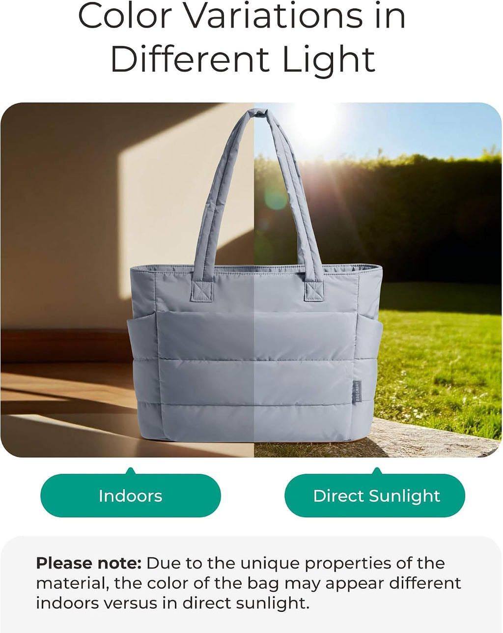 Women. Lightweight Puffy Tote Bag with Compartments Shoulder Bag Handbag for Travel. Work.