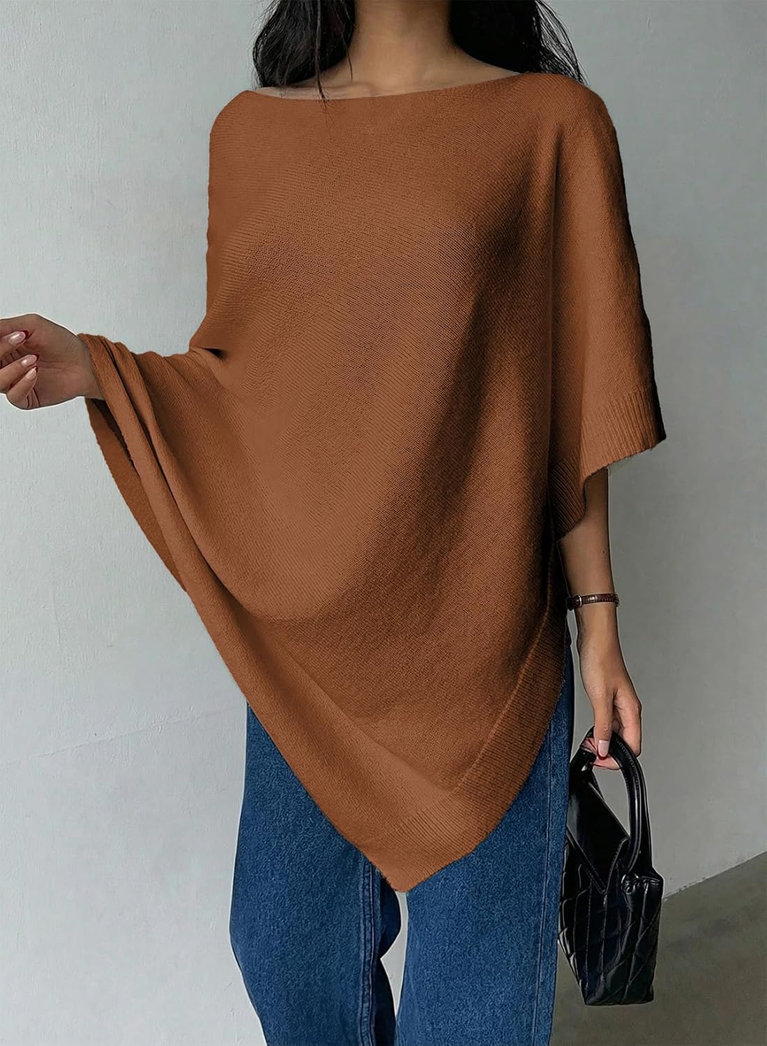 Women Lightweight Elegant Poncho Sweater Pullover Womens Fall Clothes.