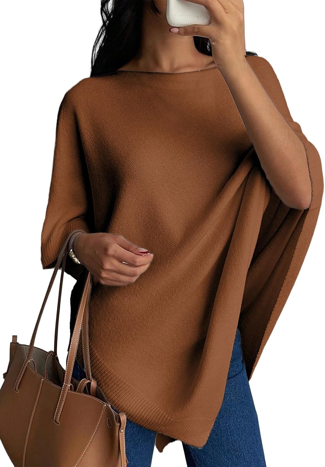 Women Lightweight Elegant Poncho Sweater Pullover Womens Fall Clothes.