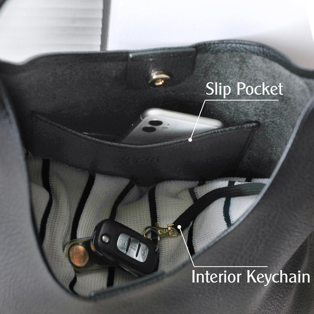 Women Soft Vegan Leather Shoulder Handbag Slouchy Tote Purses