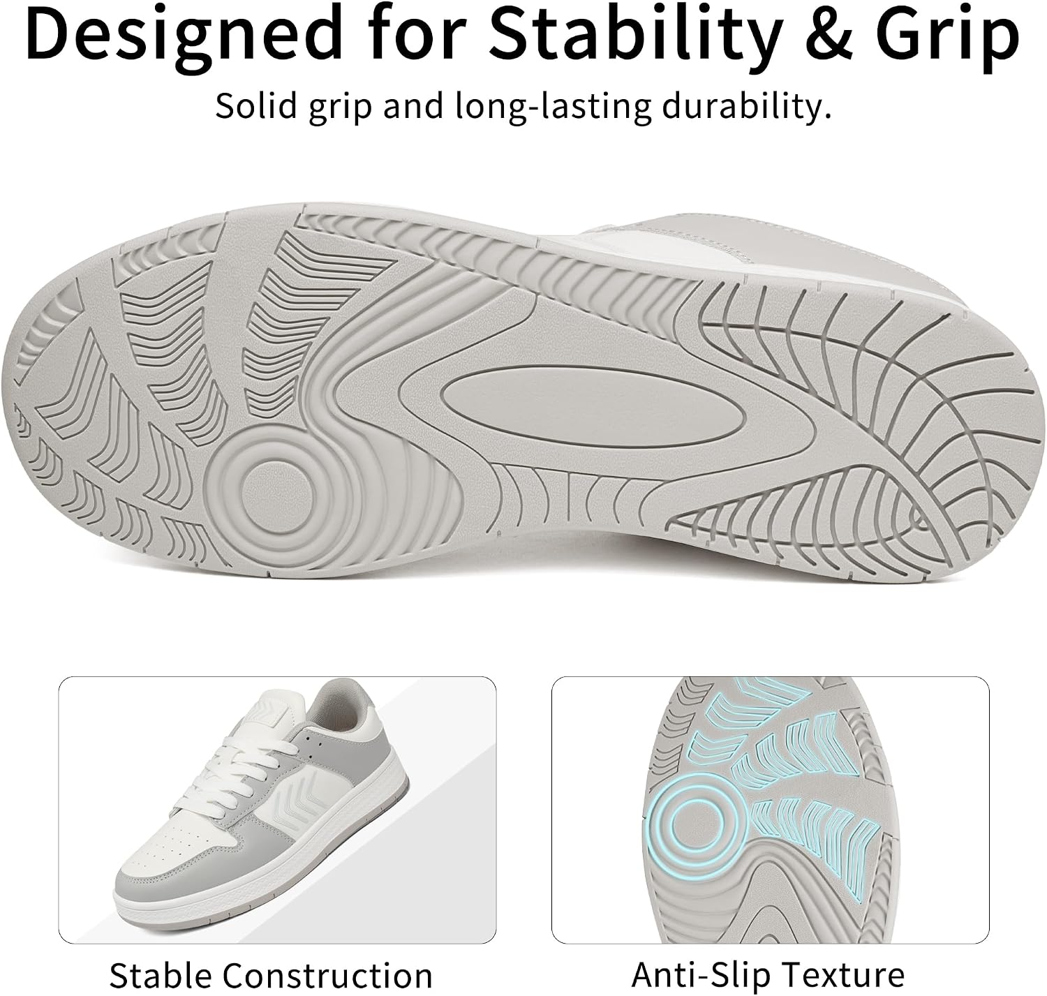 Low-Top Cushioned Collar & Non-Slip Rubber Sole for Casual Wear